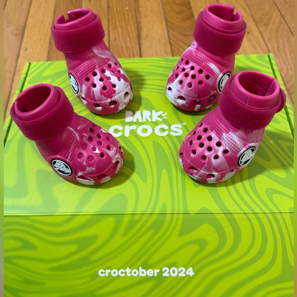 CROCS x Bark Dog Booties Glow in the Dark Marble Pink Shoes - Size Medium